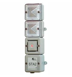 LED Alarm Tower STA2DCG 24vDC [grey] with SONF1 + RED & BLUE LED Elements